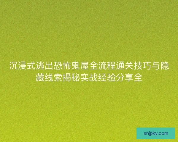 沉浸式逃出恐怖鬼屋全流程通关技巧与隐藏线索揭秘实战经验分享全