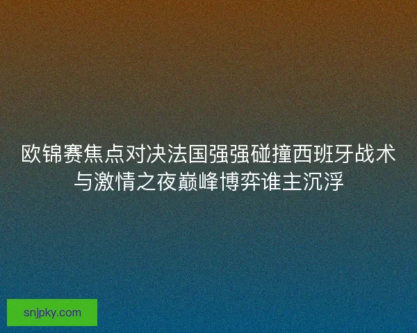 欧锦赛焦点对决法国强强碰撞西班牙战术与激情之夜巅峰博弈谁主沉浮