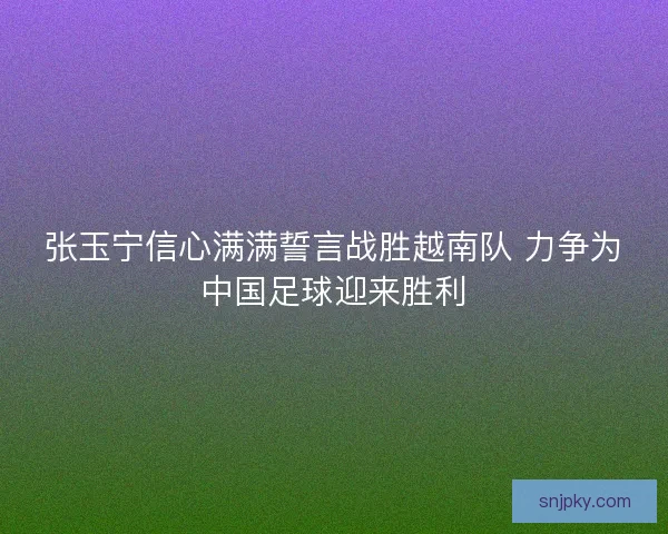 张玉宁信心满满誓言战胜越南队 力争为中国足球迎来胜利