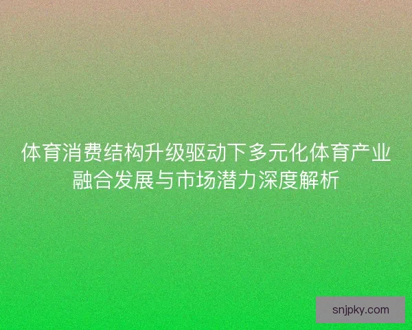 体育消费结构升级驱动下多元化体育产业融合发展与市场潜力深度解析