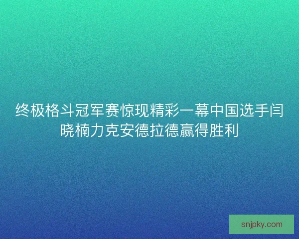 终极格斗冠军赛惊现精彩一幕中国选手闫晓楠力克安德拉德赢得胜利