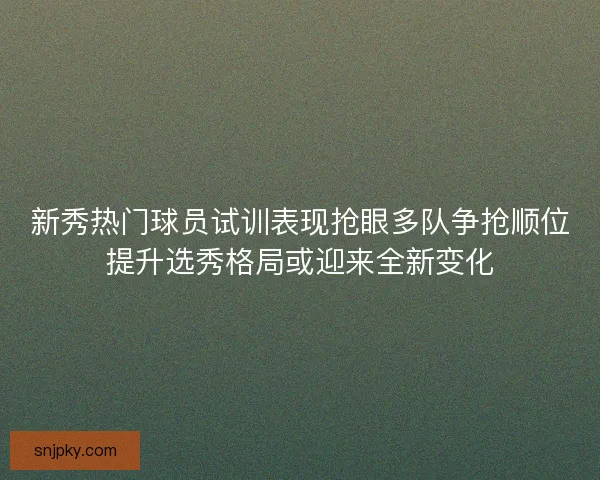 新秀热门球员试训表现抢眼多队争抢顺位提升选秀格局或迎来全新变化