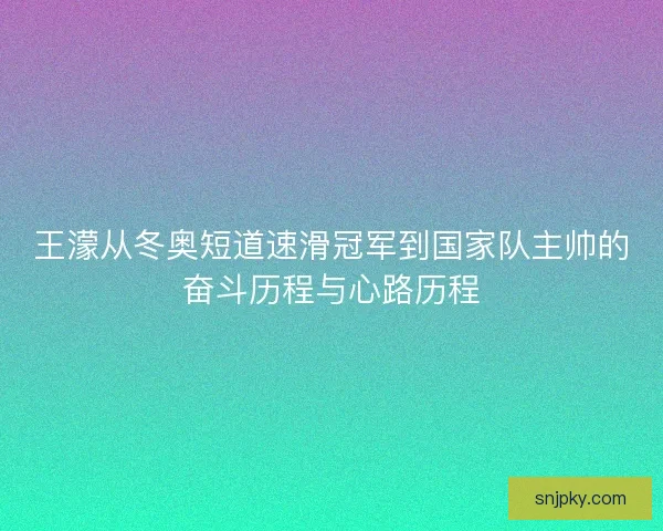 王濛从冬奥短道速滑冠军到国家队主帅的奋斗历程与心路历程
